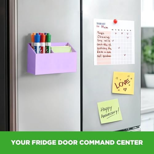 Magnetic Dry Erase Marker Holder for Whiteboard, Acrylic Magnet Pen Holder for Refrigerator Fridge, Marker Holder for Classroom Teacher, Pencil Cup,Office Accessories,Locker Organizer(Purple)