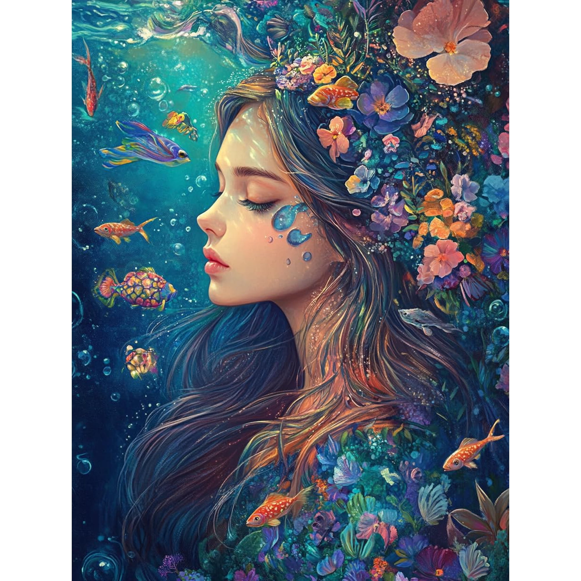 DIY Cross Stitch Kit for Beginners Beautiful Young Woman Adorned with Flowers 11CT Complete Embroidery Kit with Pattern Stamped Needlepoint Craft Kit for Home Decor 30x40cm-5