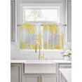 thumbnail image 2 of Yellow Grey Chrysanthemum Half Window Curtain 36 Inches Long, Farmhouse Botanical Floral Modern Window Treatment Curtain Drapes, Small Tier Curtains for Bathroom Over Sink, 27.5"x36", 2 Panels, 2 of 7
