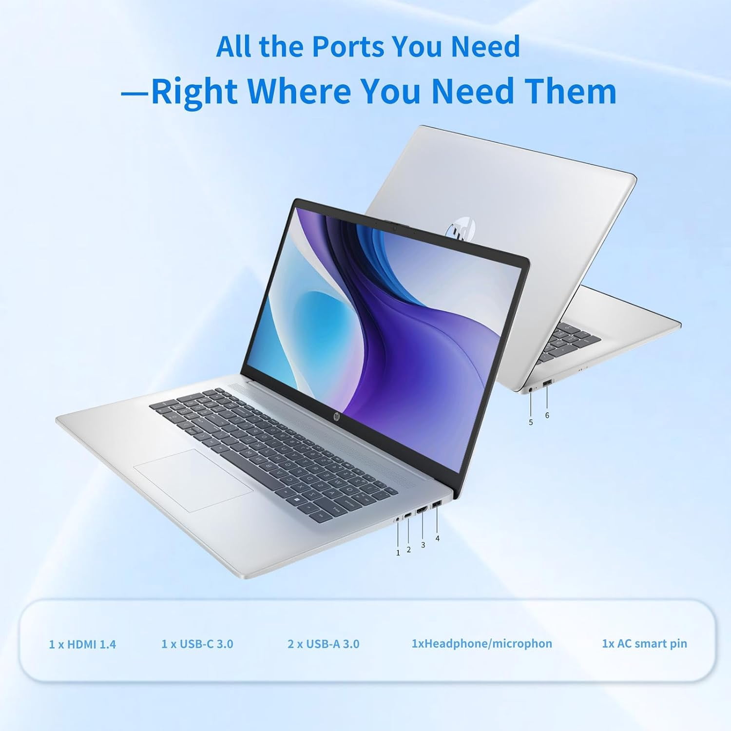 HP Flagship 17 Touchscreen Laptop Computer - 17.3" Anti-Glare HD+ Display, Windows 11 Pro, Copilot, AMD Ryzen 5 7430U (up to 4.3GHz), Wi-Fi 6, Numeric Keypad, 16GB RAM, 512GB SSD, AI Voice Recorder
