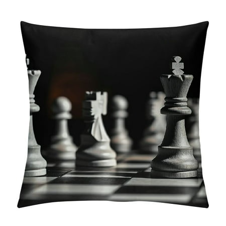 

WGOD Chess Pieces Board Strategy Short Plush Pillow Covers 1PC Home Furnishing Size: Full Year Applicable 12x12in