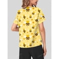 thumbnail image 4 of Cimmuovere Women's V-Neck Cute Print Double Pocket Short Sleeve Scrubs Nurse Scrubs Workwear Dentist Healthcare Pet Hospital Laboratory Top, 4 of 5