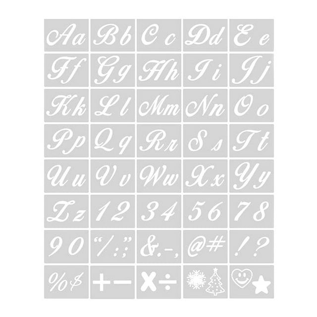 VALINK 40pcs Reusable Plastic Art Craft Alphabet Stencils with Calligraphy Font Upper and Lowercase Letters