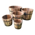 thumbnail image 2 of S SERENABLE 5 Pieces Wooden Barrel Planters (in Different Size) Home Office Decor Rustic, 2 of 7