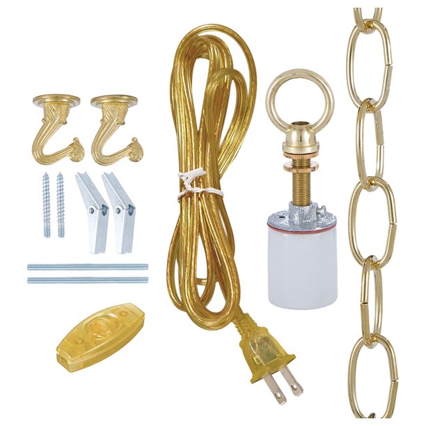 B P Lamp Brass Swag Lamp Kit For Fabric Shades Walmart Com