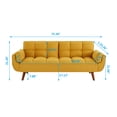 thumbnail image 6 of Convertible Sofa Bed, 75 Inches Linen Fabric Upholstered Accent Sofa Loveseat with Adjustable Back and Wood Legs, Folding Futon Sofa Bed Sleeper Couch Daybed for Living Room, Yellow, 6 of 7