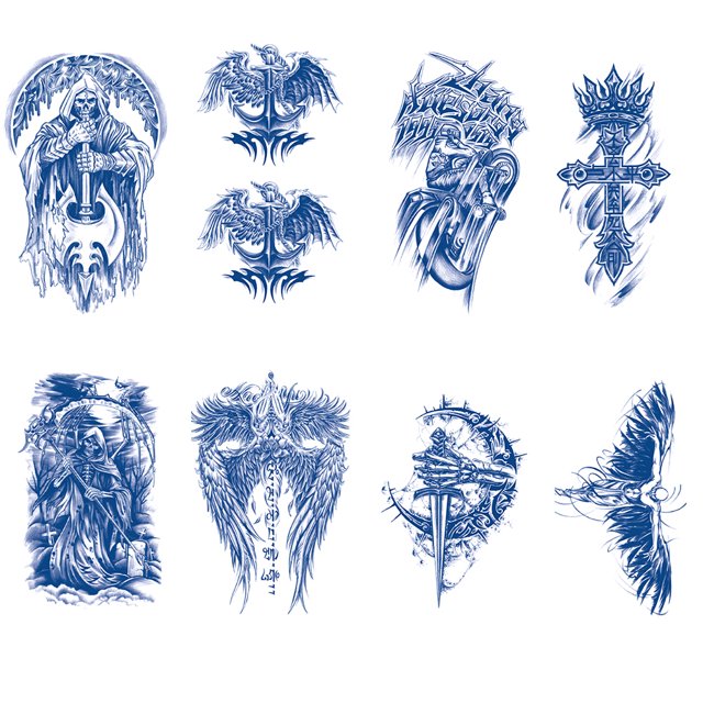 Etiqueta Engomada Del Tatuaje Arte Temporal 8 Piezas Cgtredaw Impermeable