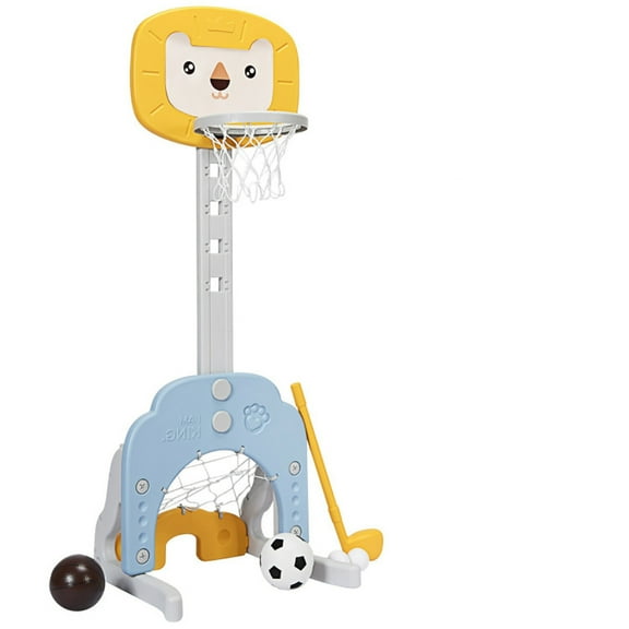 Demifill Toddlers Basketball Hoop Stand, 3-in-1 Adjustable Kids Basketball Hoop Sports Set, Portable Indoor Outdoor Activity Playset Gift for Kids, Yellow