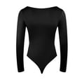 thumbnail image 4 of Durtebeua Women's Sexy Square Neck Bodysuit Long Sleeve Double Lined Shirt Tops Black,M, 4 of 4