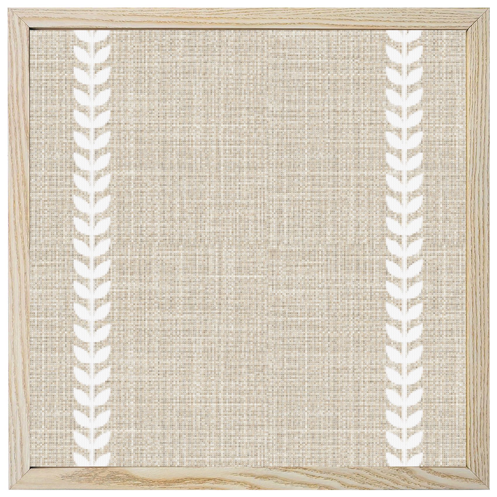 Diamond Painting Kits Beige Linen Leaf Vines 5D Diamond Painting Dots Gem Craft Framed Canvas Vertical Border Lines Full Drill Diamond Art Paintings for Living Room Wall Decor 12x12 Inch