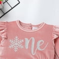thumbnail image 3 of IBTOM CASTLE Infant Baby Girls Velvet Romper First Birthday Outfit Ruffles Long Sleeve Bodysuit Jumpsuit Christmas Fall Winter Clothes for Photo Shoot 12-18 Months Pink + Silver, 3 of 8