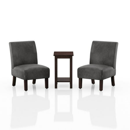 Furniture of America Drydan 3-Piece Wood Accent Table and Chair Set in Gray