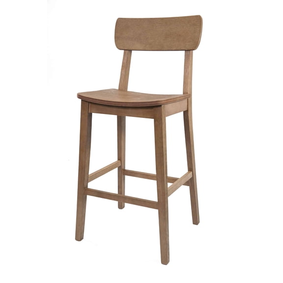 Boraam Torino Bar Height High Back Wood Kitchen Bar Stool, Barnwood Wire-Brush Finish