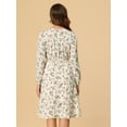 thumbnail image 4 of INSPIRE CHIC Robe Midi à Manches Longues Imprimé Floral Col en V pour Femmes, 4 of 5