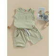 thumbnail image 3 of Bagilaanoe 2pcs Toddler Baby Boy Short Pants Set Sleeveless Tank Tops + Shorts 6M 12M 18M 24M 3T Kids Casual Summer Outfits, 3 of 9