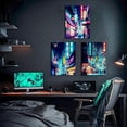 thumbnail image 3 of 3Pcs Japanese Cityscape Wall Art Japan Cyberpunk Neon Posters Painting Abstract Tokyo Night Streets Pictures Prints for Living Room Bedroom Bathroom Japanese Room Canvas wall Decor Framed (neon, 12x16, 3 of 6