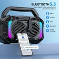 thumbnail image 4 of Bluetooth Speaker Wireless, 100W Loud Outdoor Speaker with Deep Bass, IPX7 Waterproof Floatable, 20H Playtime, Wireless Charging, TWS Pairing, RGB Light, Portable Speaker for Work, Garage, Travel - B, 4 of 9