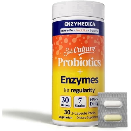 Enzymedica Dinner Duo for Regularity, Digestive Enzymes & Probiotics for Men and Women, 30 Count
