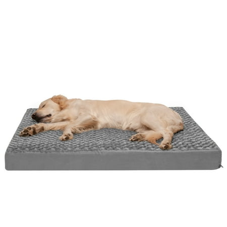 UPC: 0842229125665 | FurHaven Pet Products Ultra Plush Deluxe Full Support Solid Orthopedic Foam Pet Bed for Dogs & Cats – Gray Jumbo