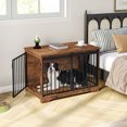 thumbnail image 3 of Hzuaneri Furniture Style Dog Crate, Dog Kennels, Rustic Brown and Black DFC02301B, 3 of 9