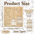 thumbnail image 2 of 2PCS Bird Laser Cut Chipboard Embellishments 5.7x6 Inch Wooden Branch Leaf Craft Shape Birdcage Silhouette Cutouts for DIY Card Making and Scrapbooking, 2 of 9
