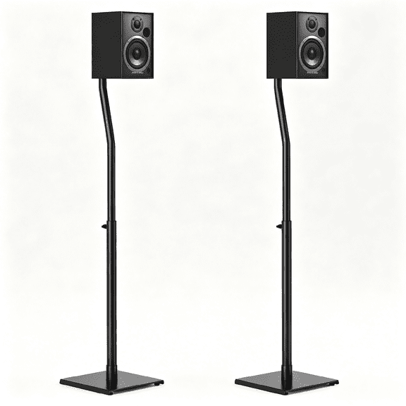 MountLiving Universal Speaker Stands, Height Adjustable Extend 30.7" to 39.7" for Satellite & Bookshelf Speakers,1 Pair，up to 11 lbs Per Stand