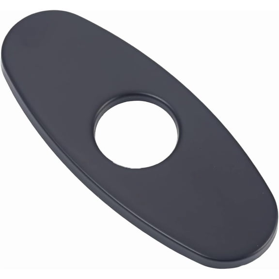 Black Faucet Plate Faucet Deck Plate 5.83×2.36In Sink Hole Cover Oval Stainless Steel Sink Base Deck Cover Escutcheon for DIY Bathroom Kitchen Single Hole Mixer Tap Easy to Install
