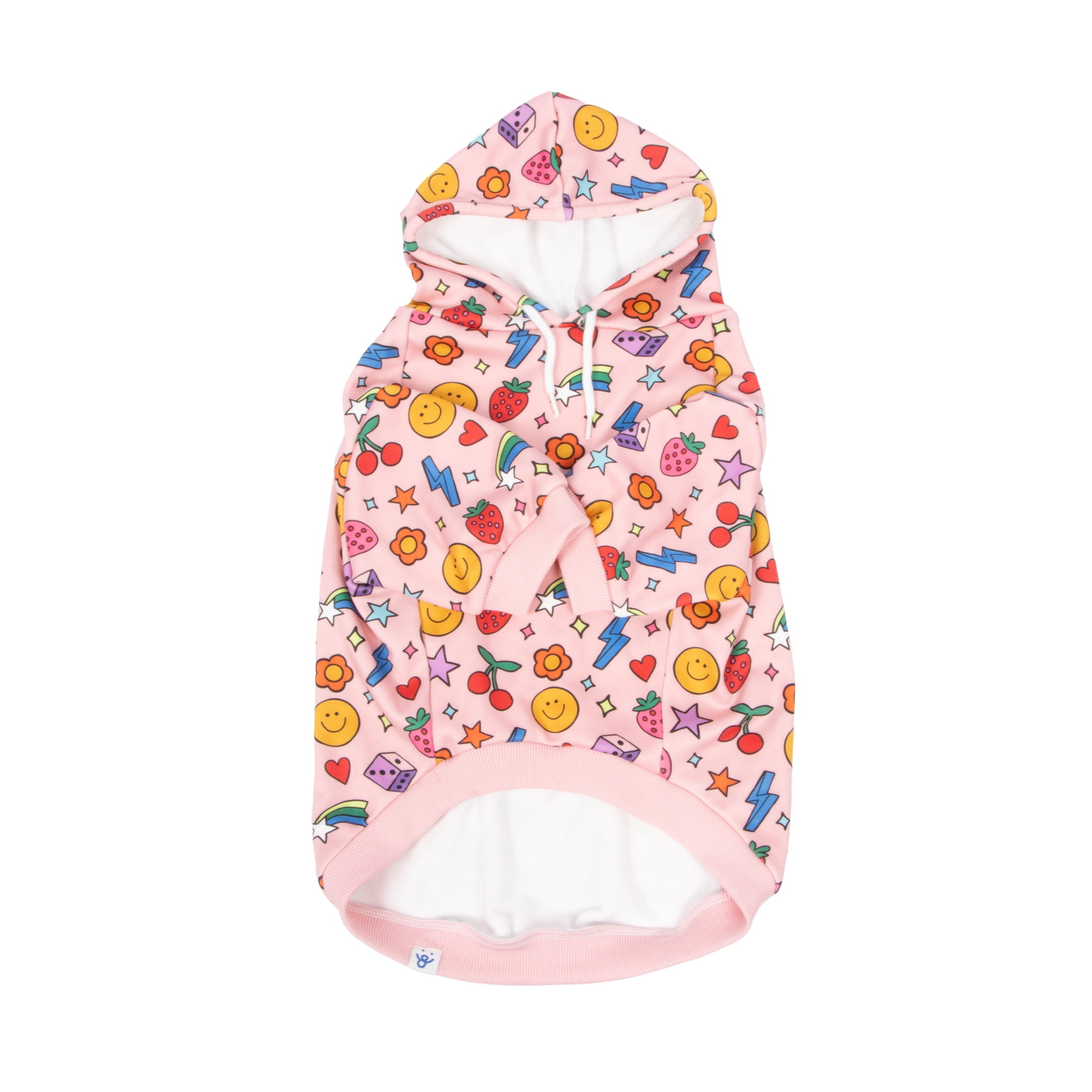 Oodles Fall Pink Doodle Motif Dog Hoodie, Medium