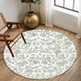 thumbnail image 3 of 5ft Round Rug, Green Leaf Flower Non-Skid Rubber Backing Large Area Rugs - Living Room Bedroom Home Office, Vintage Farmhouse Bohemian Spring Indoor Floor Mat Carpets Washable Rug, 3 of 9