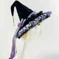 thumbnail image 7 of Hsqqdc Women Glitter Velvet Pointer Hat Organza Lace Ruffle Trim Star Pendant Bow Party Headpiece, 7 of 7