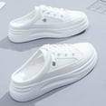 thumbnail image 4 of XIMIN Women's Slip On Platform Backless Sneakers Wedge Slide Wide Platform Canvas Mules Soft Sole Comfortable Lightweight Lace Up Breathable Round Toe Mesh Shoes, 4 of 4