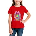 thumbnail image 5 of Amidoa Printed Girls T Shirts Cute Crewneck Summer Graphic Tops Casual Kids Tees,Red,7-8 Years, 5 of 5