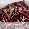 thumbnail image 4 of Winter Christmas Bedding Duvet Cover Set Queen Size 4 Pieces Snowflake Red and Black Plaid Bedding Set with Zipper Closure, 1 Comforter Cover 90x92 Inches 1 Flat Sheet & 2 Pillow Cases, 4 of 7
