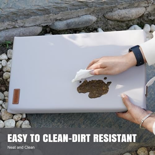 Waterproof Garden Kneeling Pad - 2" Thick Soft Foam Kneeling Mat for Gardeners with Handle & Removable Cover, Knee Support for Bathing, Grey