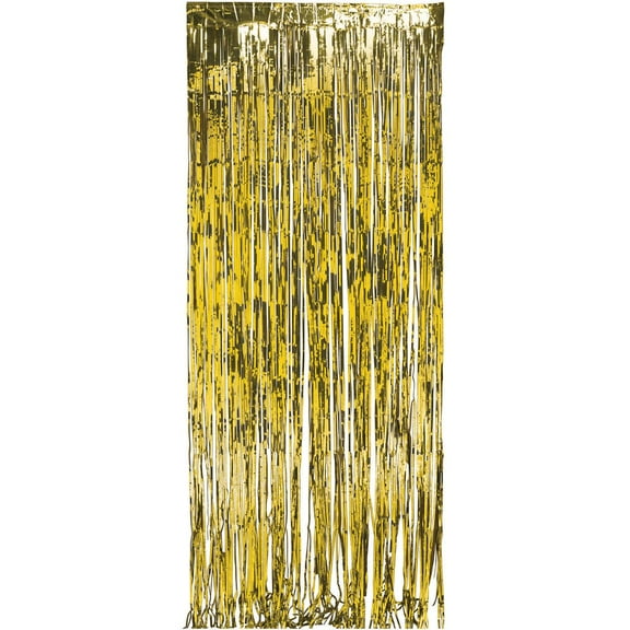 Metallic Gold Foil Door Curtain Decoration, 8' x 3', by Way to Celebrate