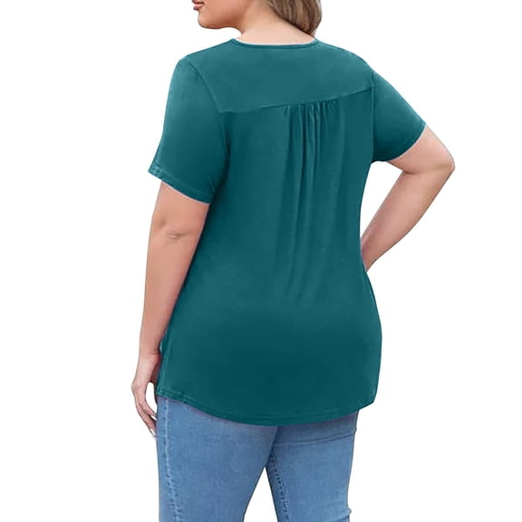 Womens Shirts Lace Neck Pleated Curved Loose Plus Size Casual Blouses Oversized Tshirts for Women