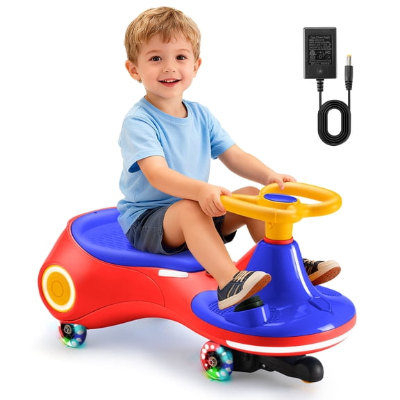 WINFIRE 2-in-1 Rechargeable Pedal Kids Wiggle Ride On Car, Anti-Rollover Design & Flashing Wheels for Boys Girls Ages 3 , Indoor Outdoor Play
