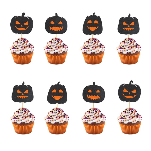 Cupcake Toppers Arthsdite Halloween con forma de calabaza x24