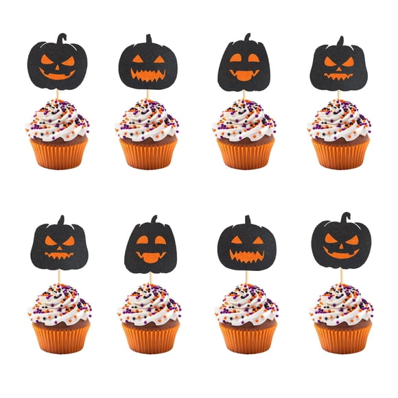Cupcake Toppers Arthsdite Halloween con forma de calabaza x24