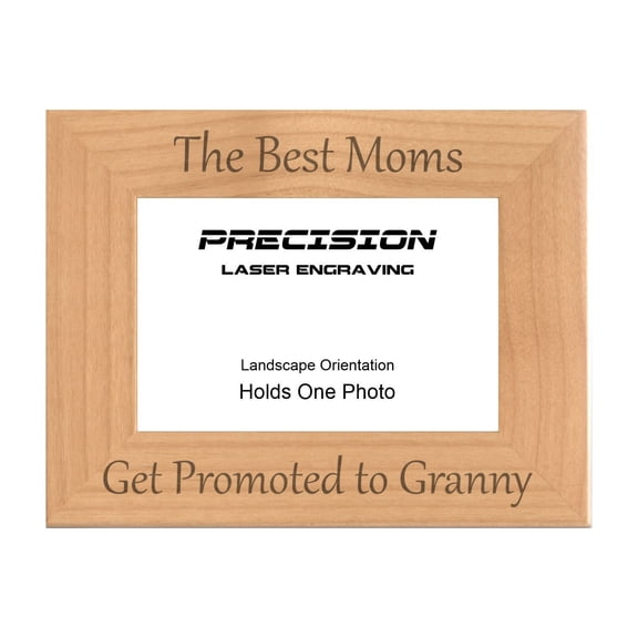 PrecisionNC Engraving New Grandma Gifts The Best Moms Get Promoted to Granny Engraved Natural Wood Picture Frame 4x6 Landscape
