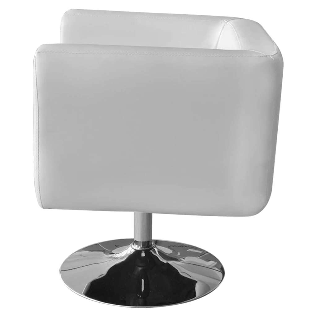 Kepooman Modern Faux Leather Armchair with Chrome Base for Bedroom Living Room, White