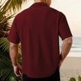 thumbnail image 3 of Yifymode Men's Lapel Short Sleeve Button-Down Shirt, Lightweight Breathable Fabric Summer Casual Top Wine 2XL, 3 of 3