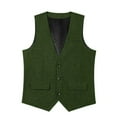 thumbnail image 6 of USNSM Men's Tweed Single Breasted Suit Vest Vintage Herringbone Solid Color Sleeveless Party Prom Waistcoat Groomsmen Green XL, 6 of 7