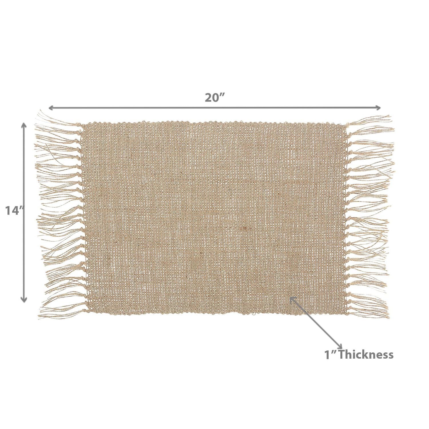Rectangular Handloom Placemat White Natural 14 X 20 - Set of 12