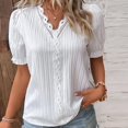 thumbnail image 4 of OUSITAID Dames à Rayures Verticales Manches Blouse Décontractée Tenue de Vacances de Style Élégant, 4 of 7