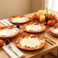 thumbnail image 3 of OKKVV 32 Pack Fall Leaves Paper Plates Thanksgiving Maple Leaf Paper Dessert Plate Harvest Disposable Round Plate for Birthday Indoor Holiday Dining Decor 7.08in, 3 of 6