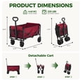 thumbnail image 3 of Gianna Collapsible Folding Wagon, Heavy Large Capacity Garden Wagon, Big Bucket Beach Cart with Multi-Terrain Brake Wheels for Outdoor Camping, Shopping, 28.7" X 18.7" X 35.4"，Red, 3 of 6