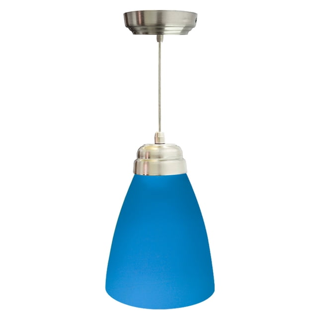 Lampara De Techo, Luz Ideal, Campana Chica Herraje Satín, Azul.