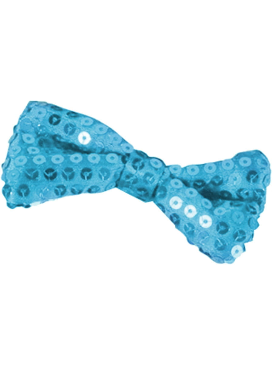 Light Blue Sequin Bowtie Bow Tie for Clown or Christmas Costume
