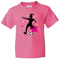 thumbnail image 3 of Inktastic Girl Playing Soccer- Pink and Yellow Stars Youth T-Shirt, 3 of 5